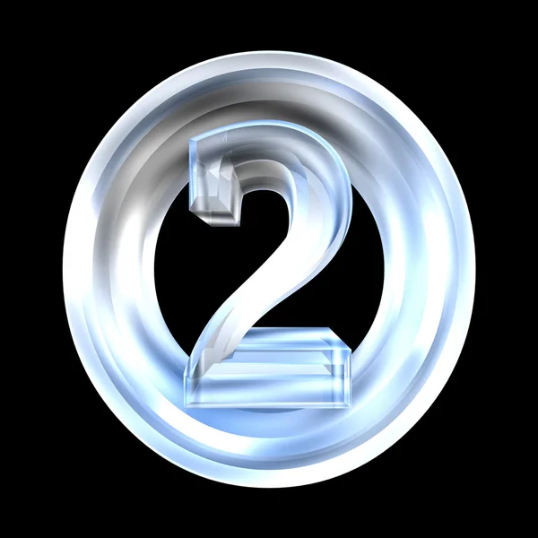 3d number 2 in glass — Stock Photo, Image