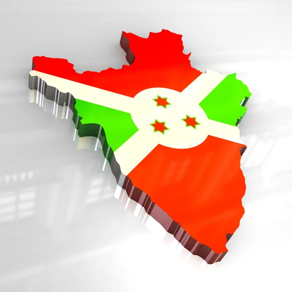 3d flag map of burundi — Stock Photo, Image