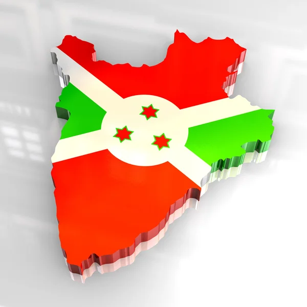 3D χάρτη σημαία του Μπουρούντι — Φωτογραφία Αρχείου