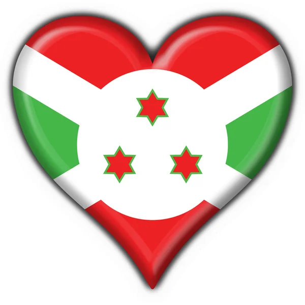 Burundi-Knopf Flagge Herzform — Stockfoto