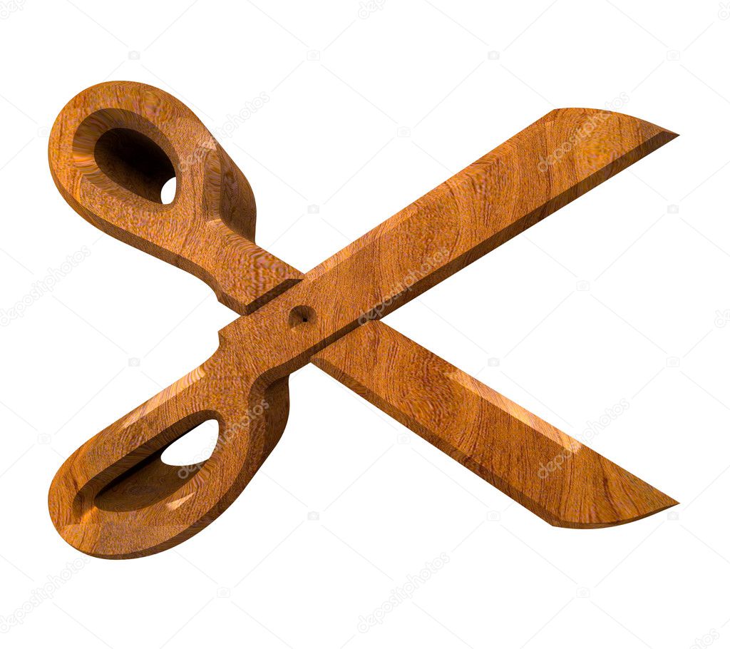 Scissor in wood - 3d