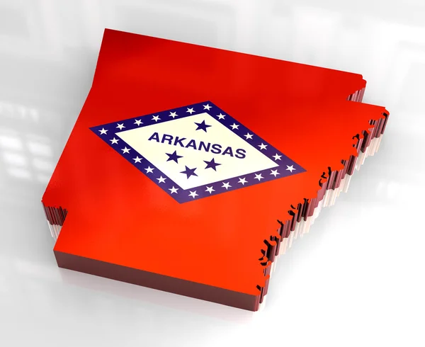 Arkansas 3D bayrağı Haritası — Stok fotoğraf