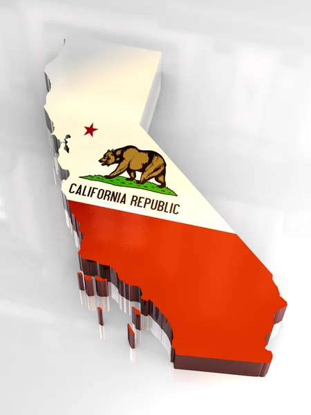 Carte du drapeau 3d og Californie — Photo