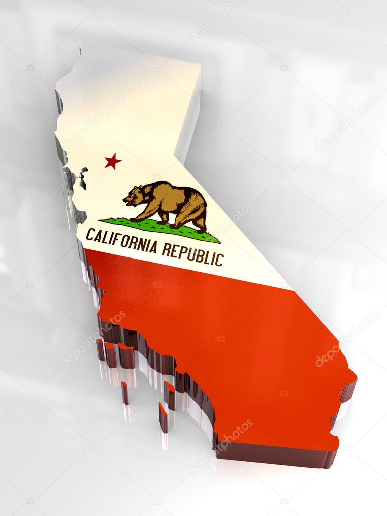 3d flag map og California