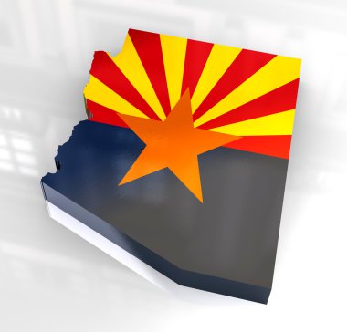 3d Flag map og Arizona clipart