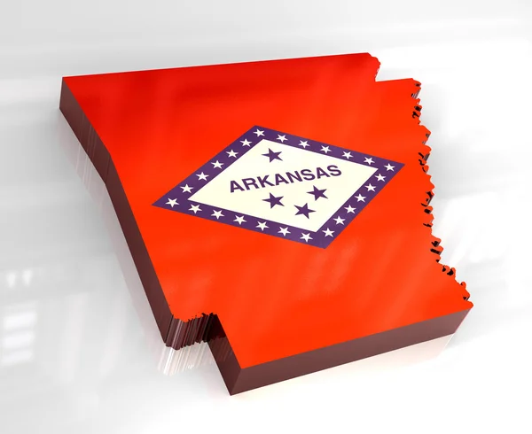 3D χάρτη σημαία του Αρκάνσας — Φωτογραφία Αρχείου