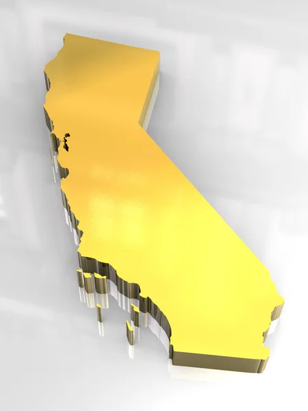 Χρυσή 3D χάρτη og Καλιφόρνια — Φωτογραφία Αρχείου