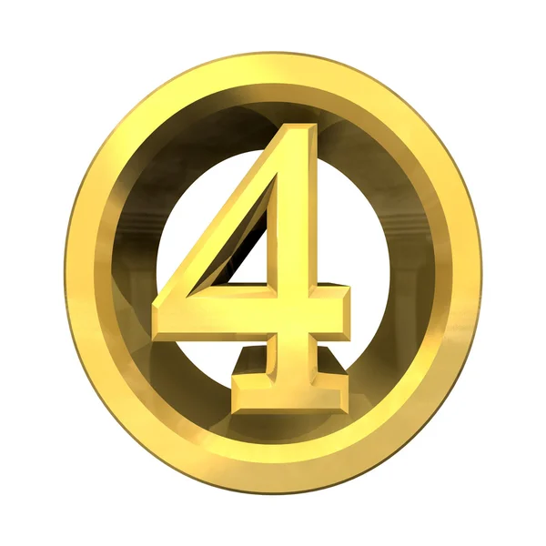 3D νούμερο 4 στο χρυσό — Φωτογραφία Αρχείου