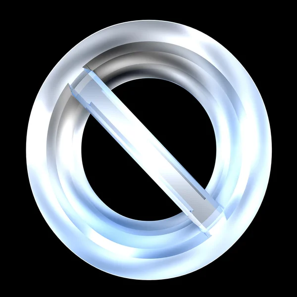 在玻璃中的禁止的符号 (3d) — 图库照片