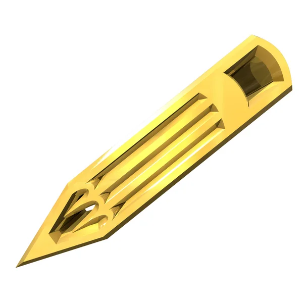 Bleistift in Gold - 3d — Stockfoto