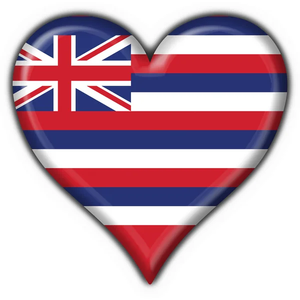 Hawaje (stan w Usa) przycisk flaga kształt serca — Zdjęcie stockowe