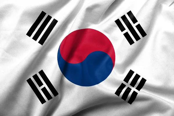 Drapeau 3D de Corée du Sud satin Photo De Stock