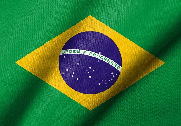 Drapeau 3D du Brésil agitant — Photo