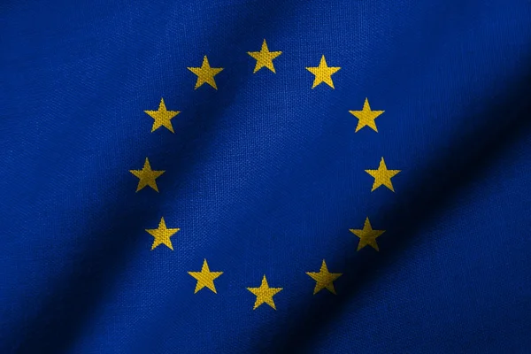 3d 的欧洲联盟挥舞着旗子 — 图库照片