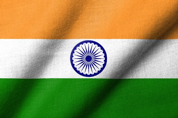 3D flagga vifta med Indien — Stockfoto