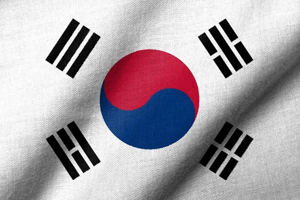 3D vlajka Jižní korea mává — Stock fotografie