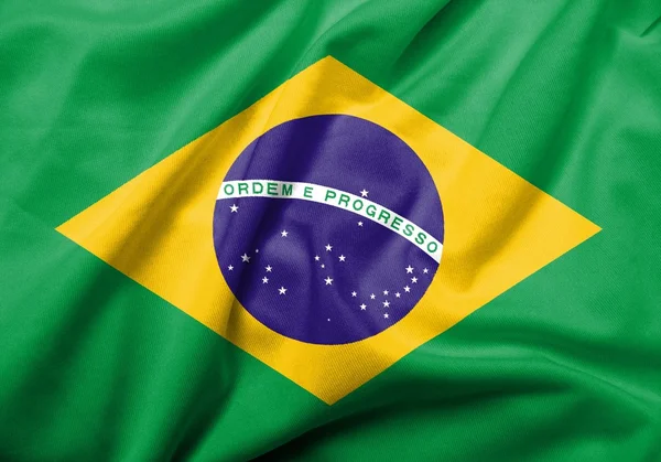 3D flagga Brasilien satin — Stockfoto