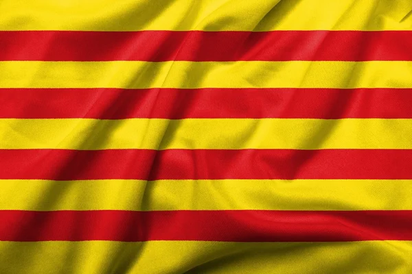 Catalonia saten 3D bayrağı — Stok fotoğraf
