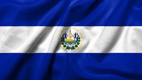 Bandera 3D de El Salvador satén — Foto de Stock