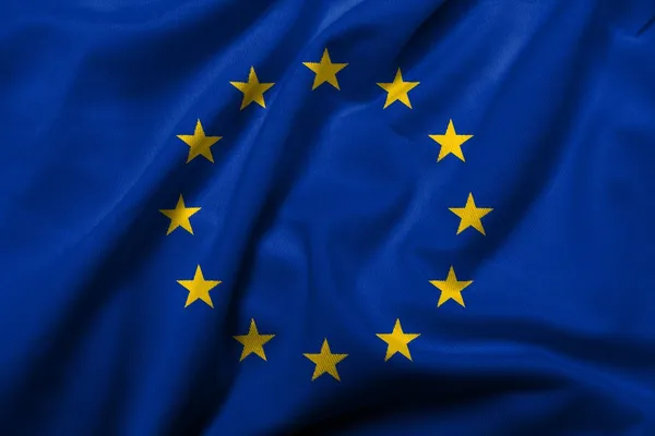 3D σημαία της Ευρωπαϊκής Ένωσης σατέν Royalty Free Φωτογραφίες Αρχείου