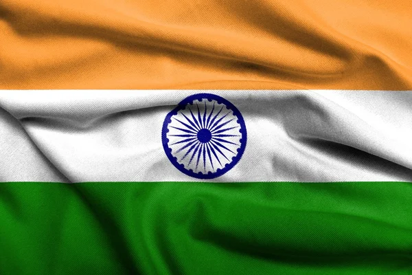 Bandeira 3D da Índia cetim Imagem De Stock