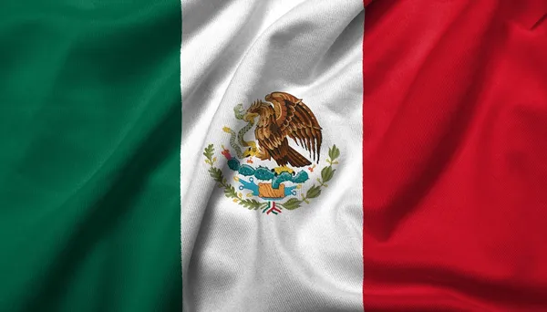 3d Flagge aus mexikanischem Satin Stockbild