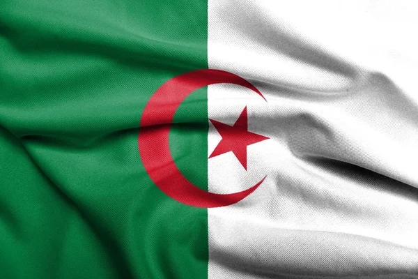 Cezayir saten 3D bayrağı — Stok fotoğraf
