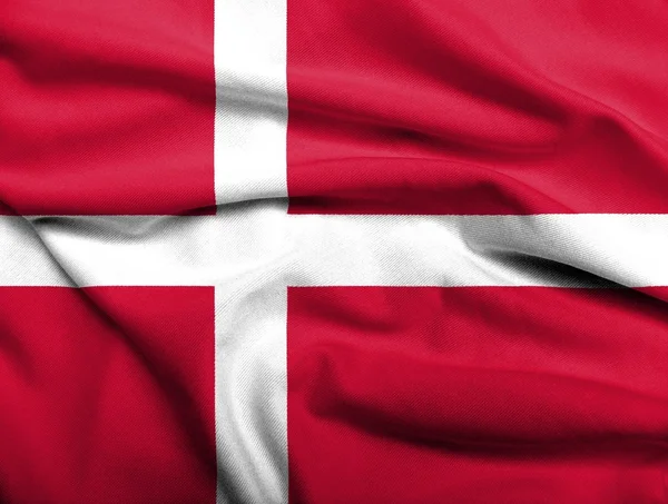 3D flagga Danmark satin — Stockfoto