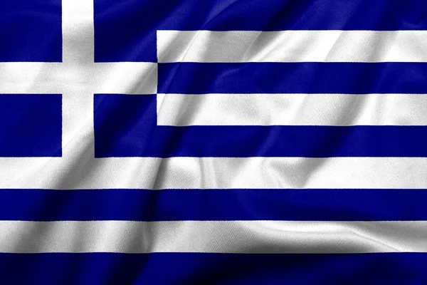 Yunanistan saten 3D bayrağı — Stok fotoğraf