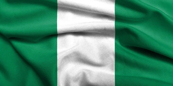 Bandera 3D de Nigeria satén — Foto de Stock