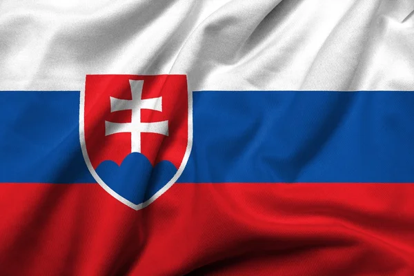 Bandeira 3D de cetim Eslováquia — Fotografia de Stock