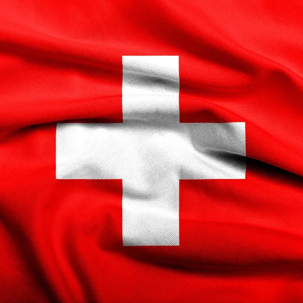 3D σημαία της Ελβετίας σατέν — Φωτογραφία Αρχείου