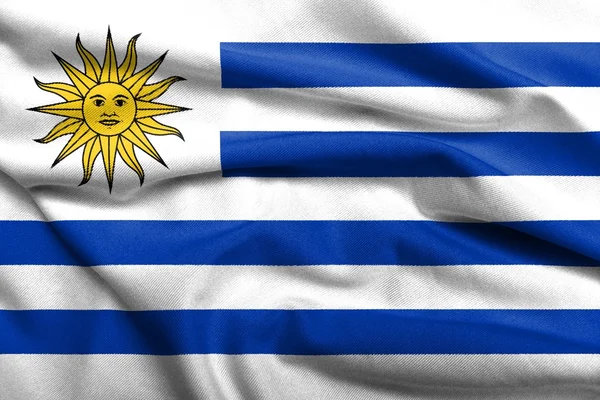 Bandeira 3D de cetim Uruguai — Fotografia de Stock