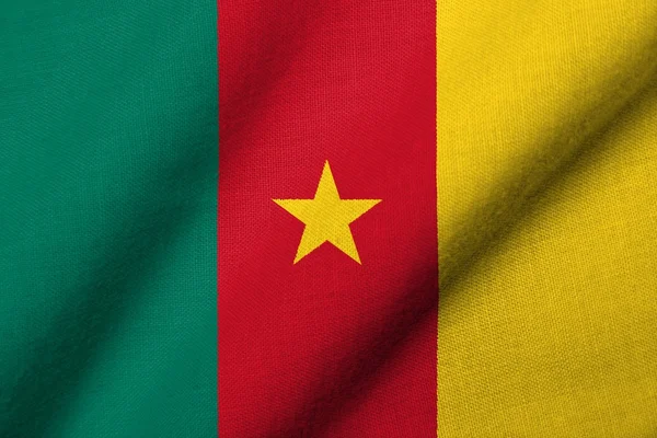 Bandeira 3D dos Camarões acenando — Fotografia de Stock