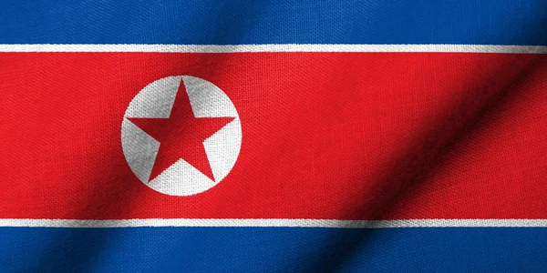 Bandeira 3D da Coreia do Norte acenando — Fotografia de Stock