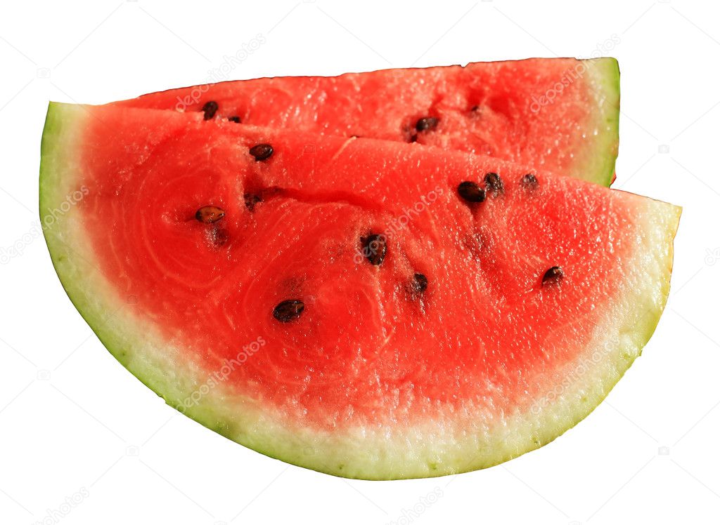 Slices of watermelon isolated on white background