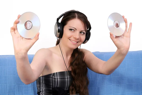 Girl with cd — Stock Photo, Image