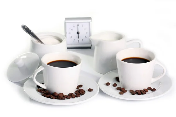 Σύνθεση του καφέ με ρολόι — Φωτογραφία Αρχείου