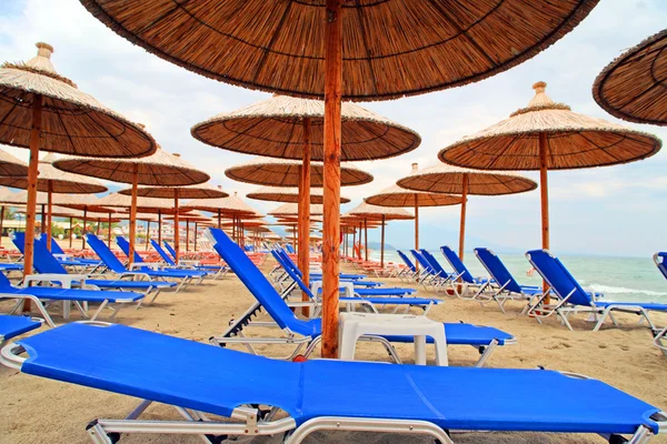 stock image Greece, umbrellas and sunbeds