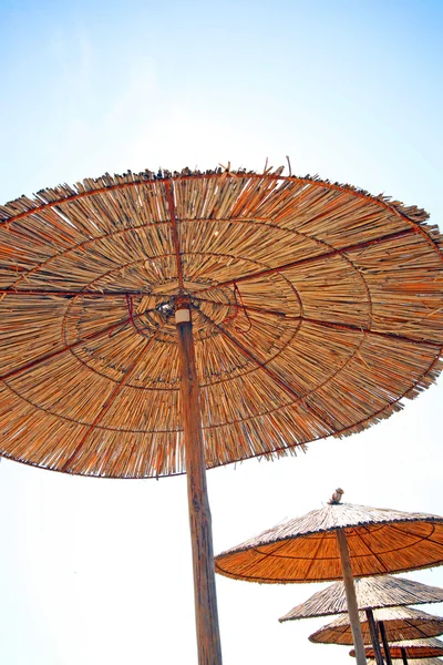 stock image Greece, sunny umbrellas