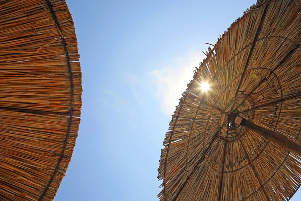 stock image Greece, sunny umbrellas