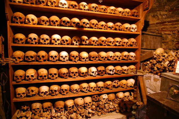 Greece, monks skulls