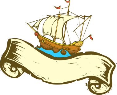 Pirate Ship Banner clipart
