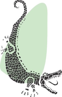 Woodcut of an alligator clipart
