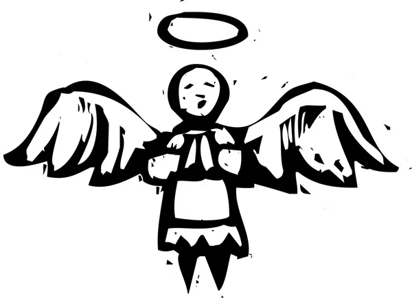 Dřevoryt anděl — Stockový vektor