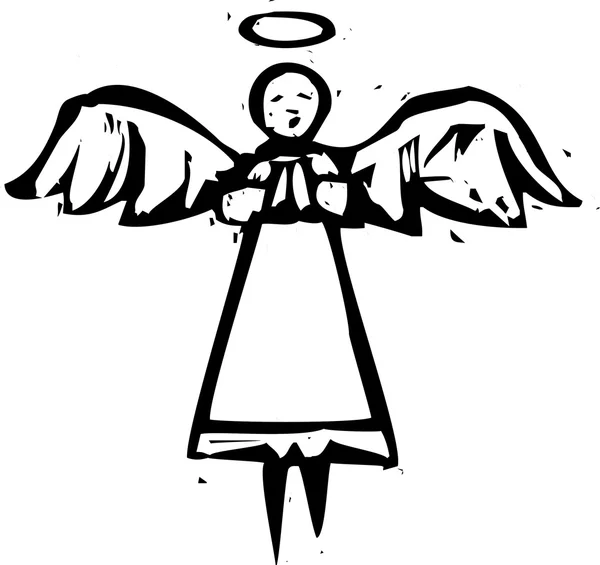 Înalt Înger Woodcut — Vector de stoc