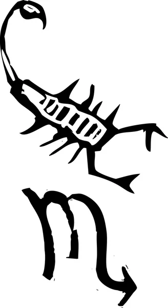 Signo del Zodíaco Primitivo Escorpio — Archivo Imágenes Vectoriales