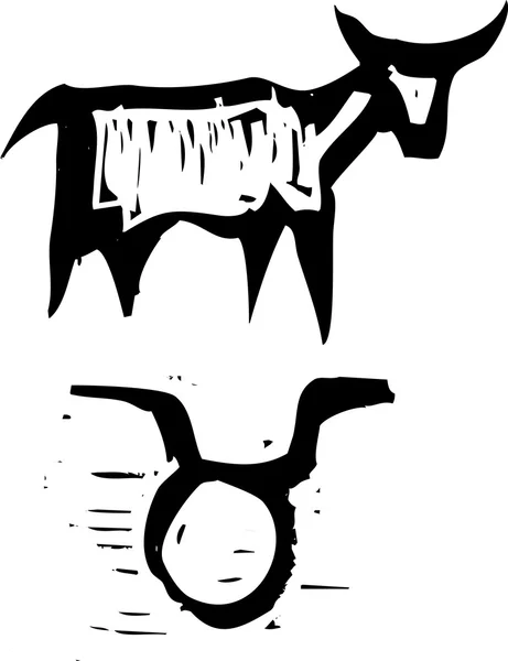 プリミティブのゾディアック サイン牡牛座 — ストックベクタ