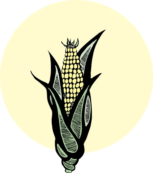 Dřevoryt kukuřice — Stockový vektor