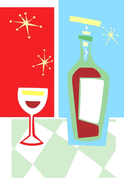 Retro Wine and Glass # 2 — стоковый вектор
